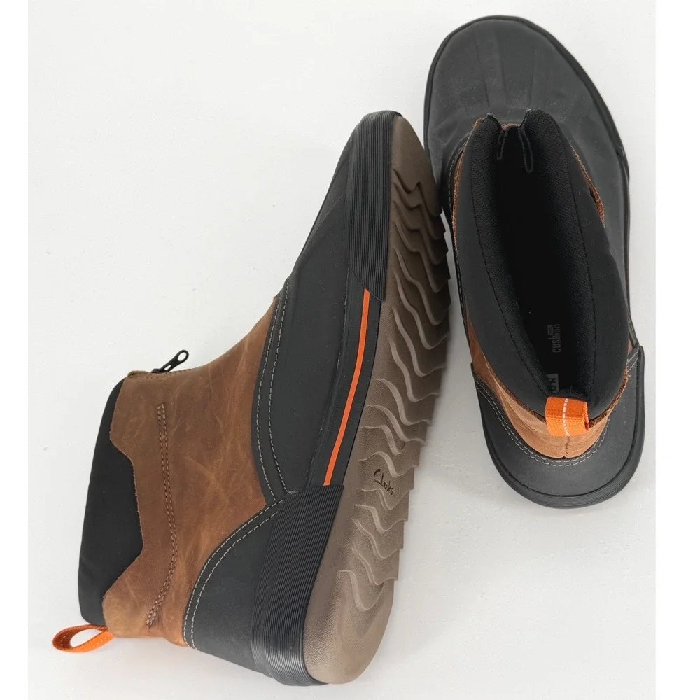 Clarks Bowbury Zip  Brown Black Leather Rubber Duck Boots 13‎ Gorpcore 99-16